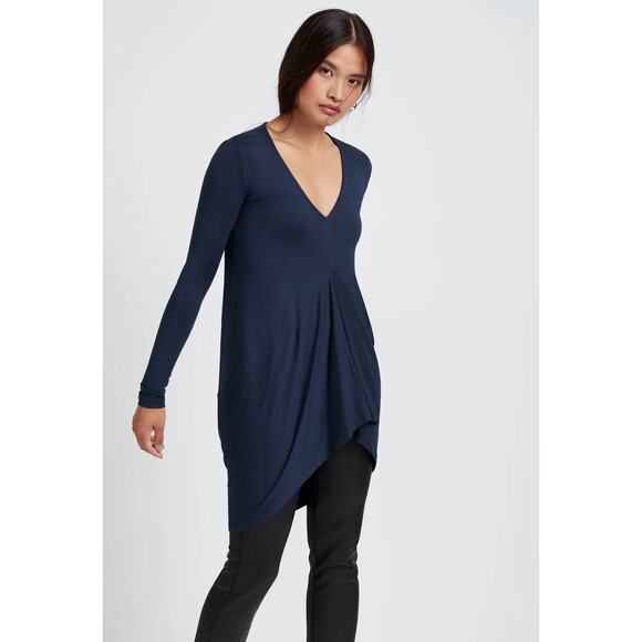 EUC Marcella NYC Reade Top Dark Blue XXXL Draped Tunic Long Sleeve Minimalist - Picture 1 of 16